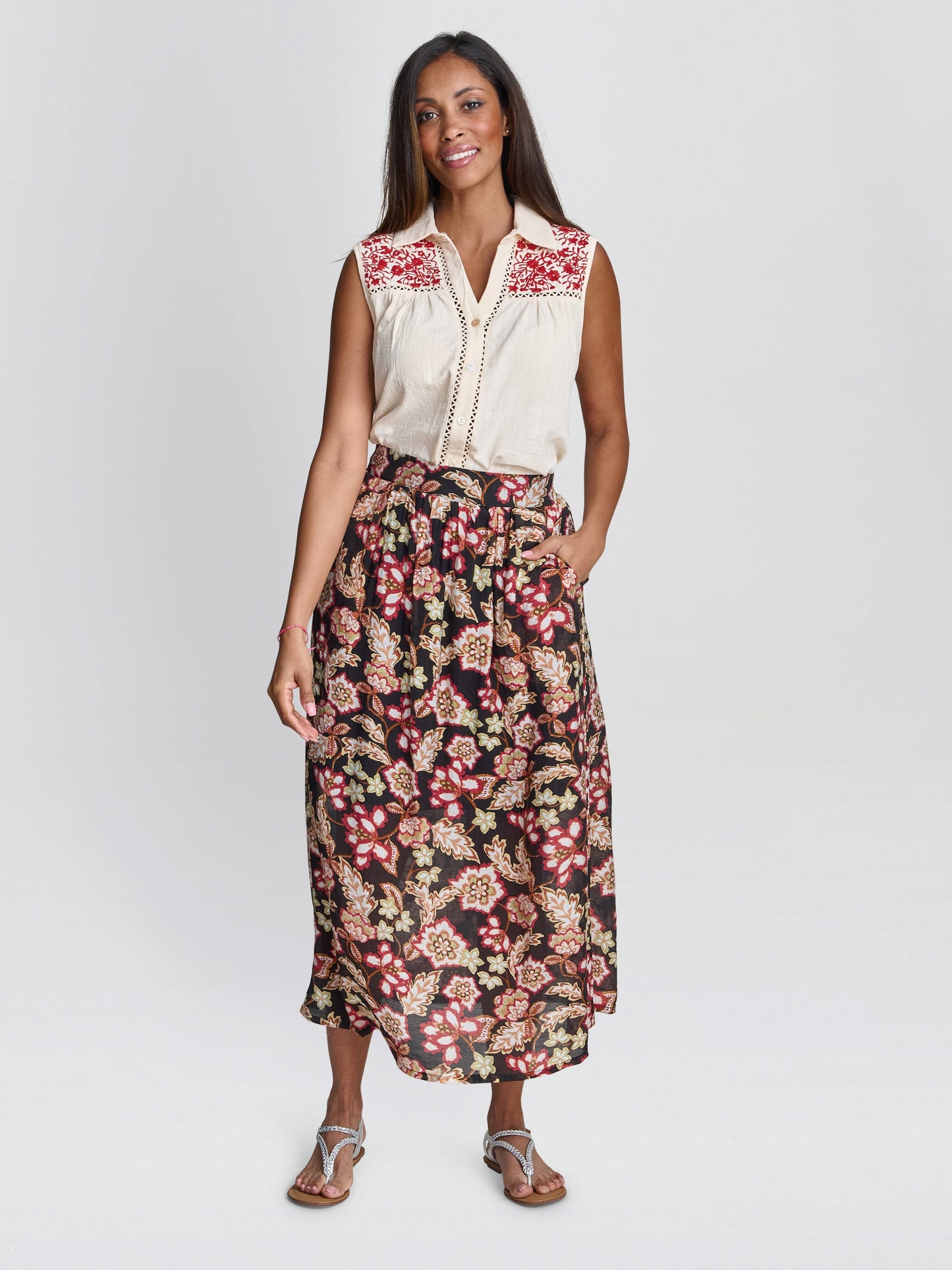  Claude Embroidered Cotton Sleeveless Shirt
