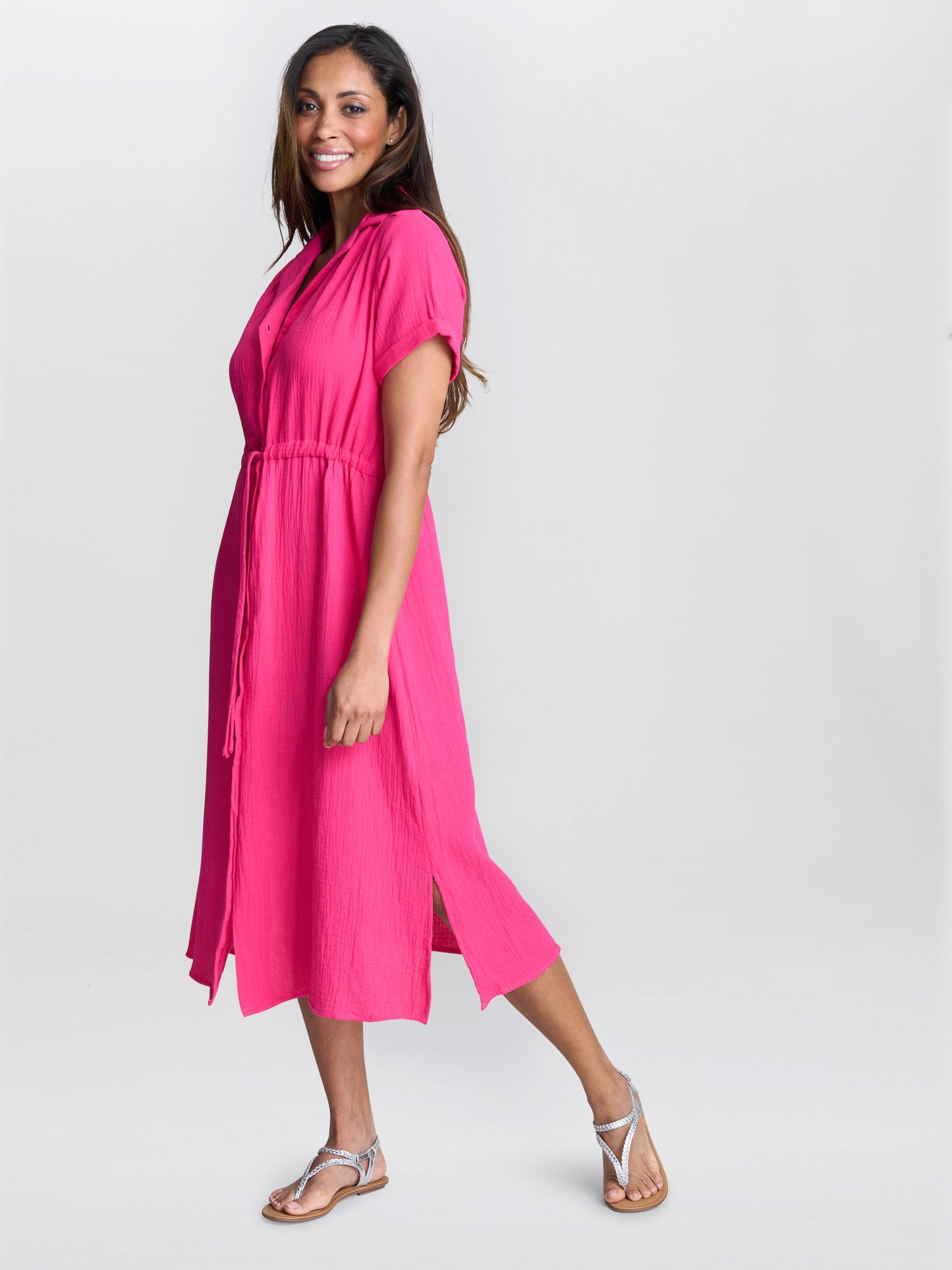  Dot Cotton Muslin Shirt Dress