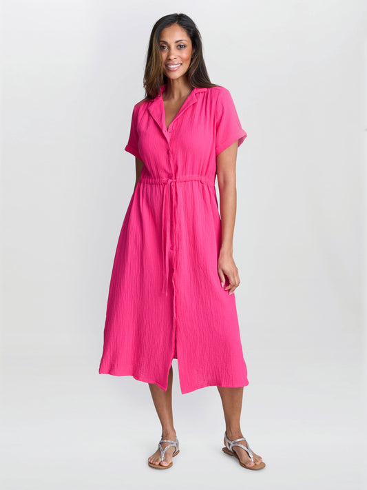  Dot Cotton Muslin Shirt Dress