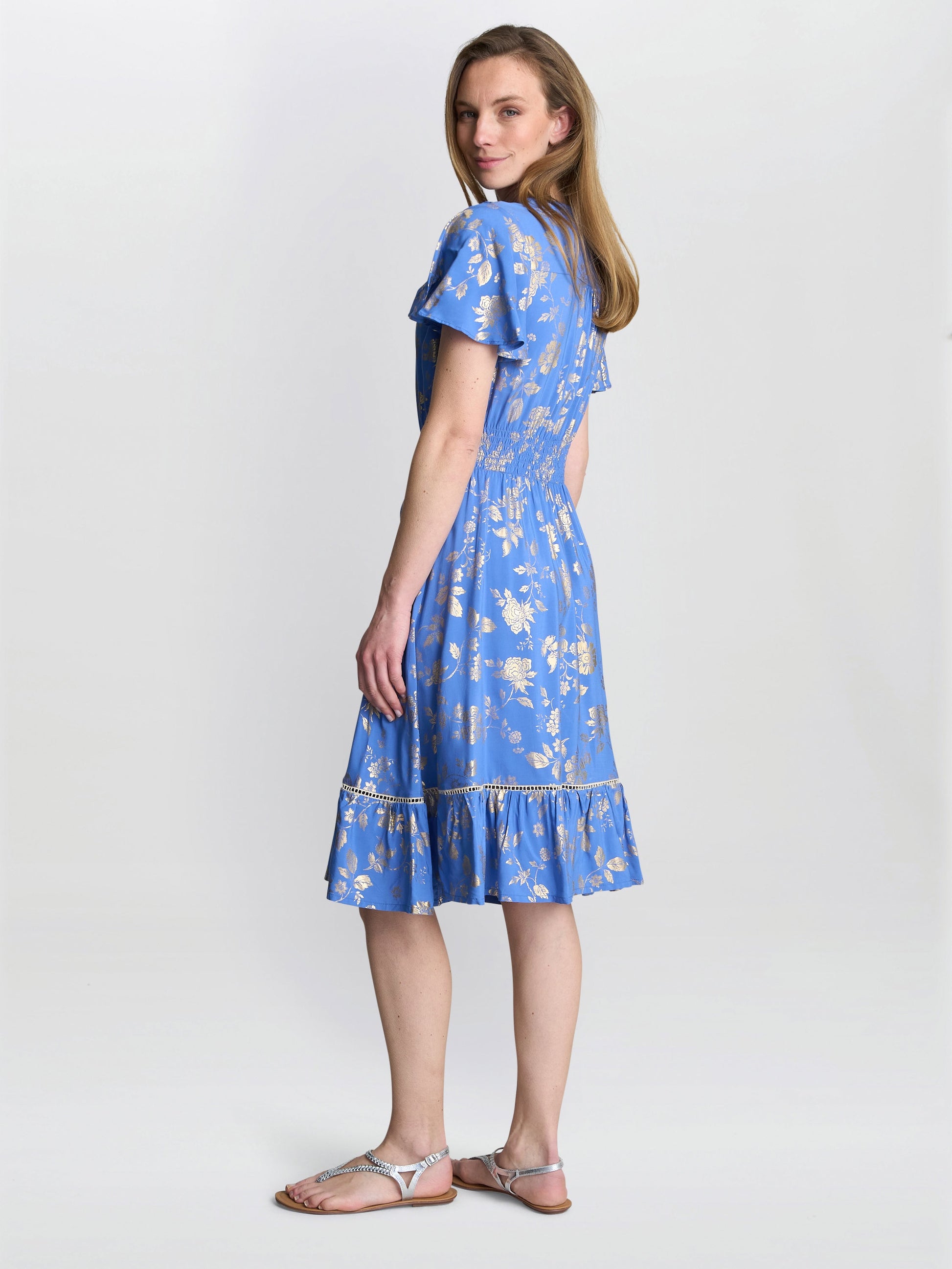  Etna Gold Print Summer Dress