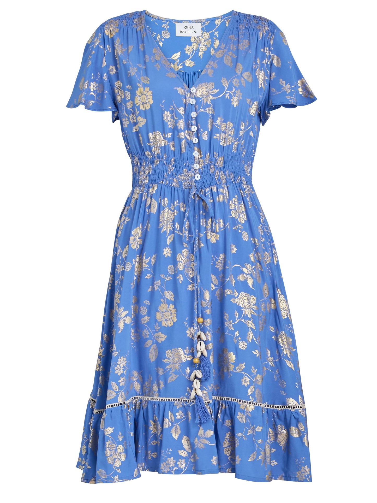  Etna Gold Print Summer Dress