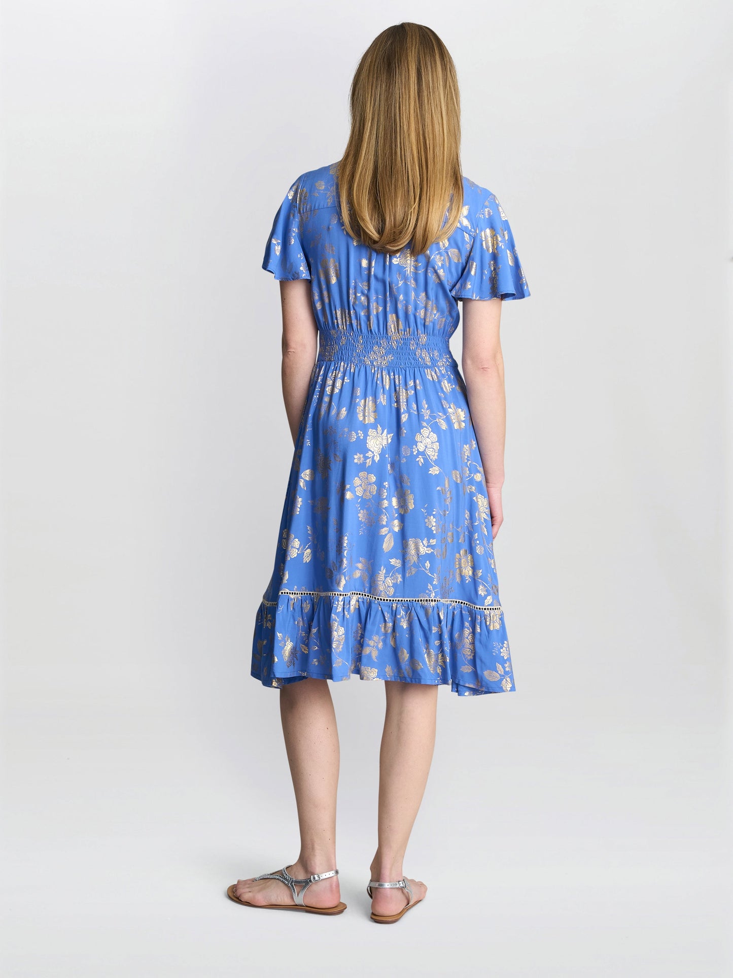  Etna Gold Print Summer Dress