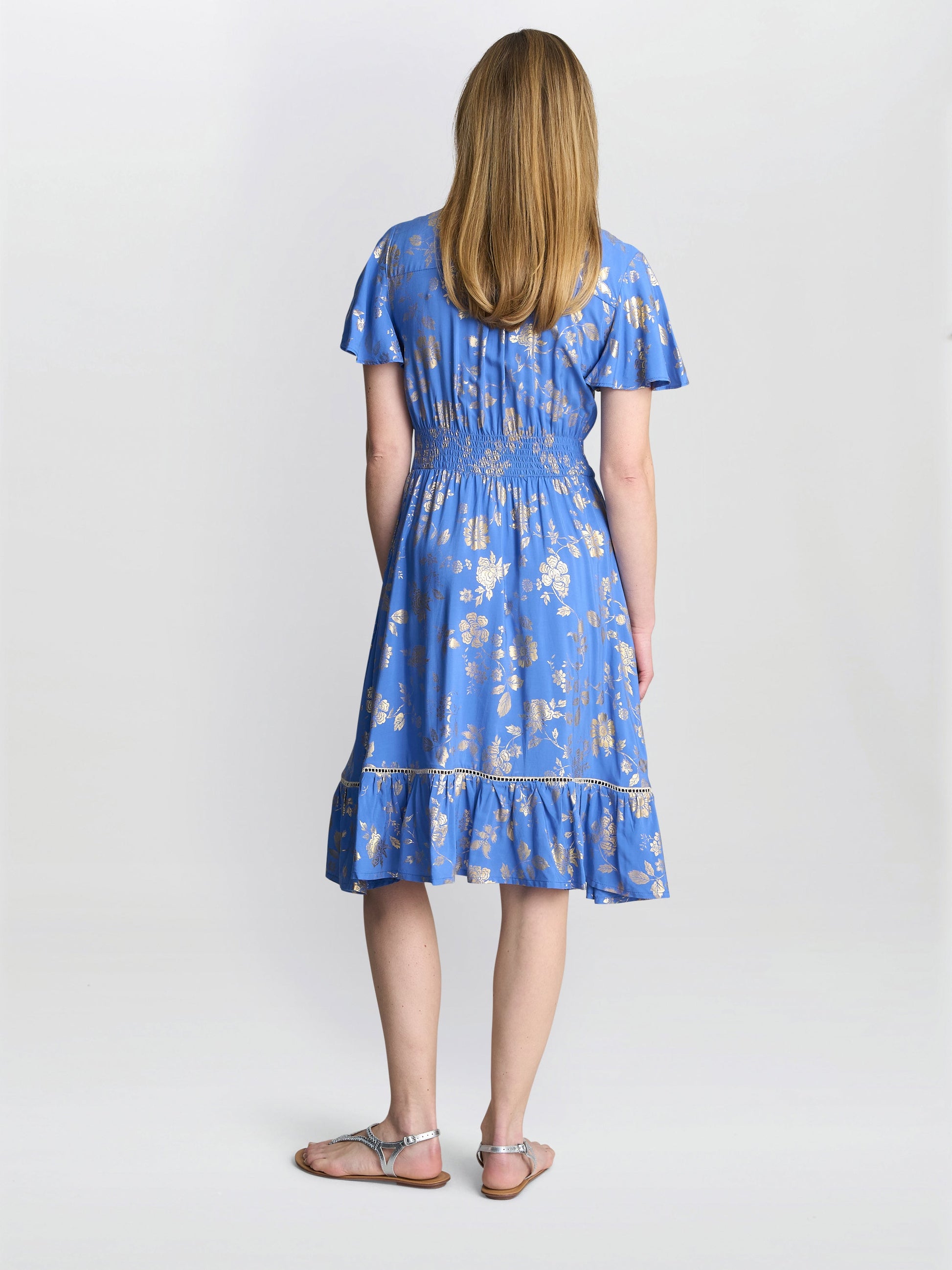  Etna Gold Print Summer Dress