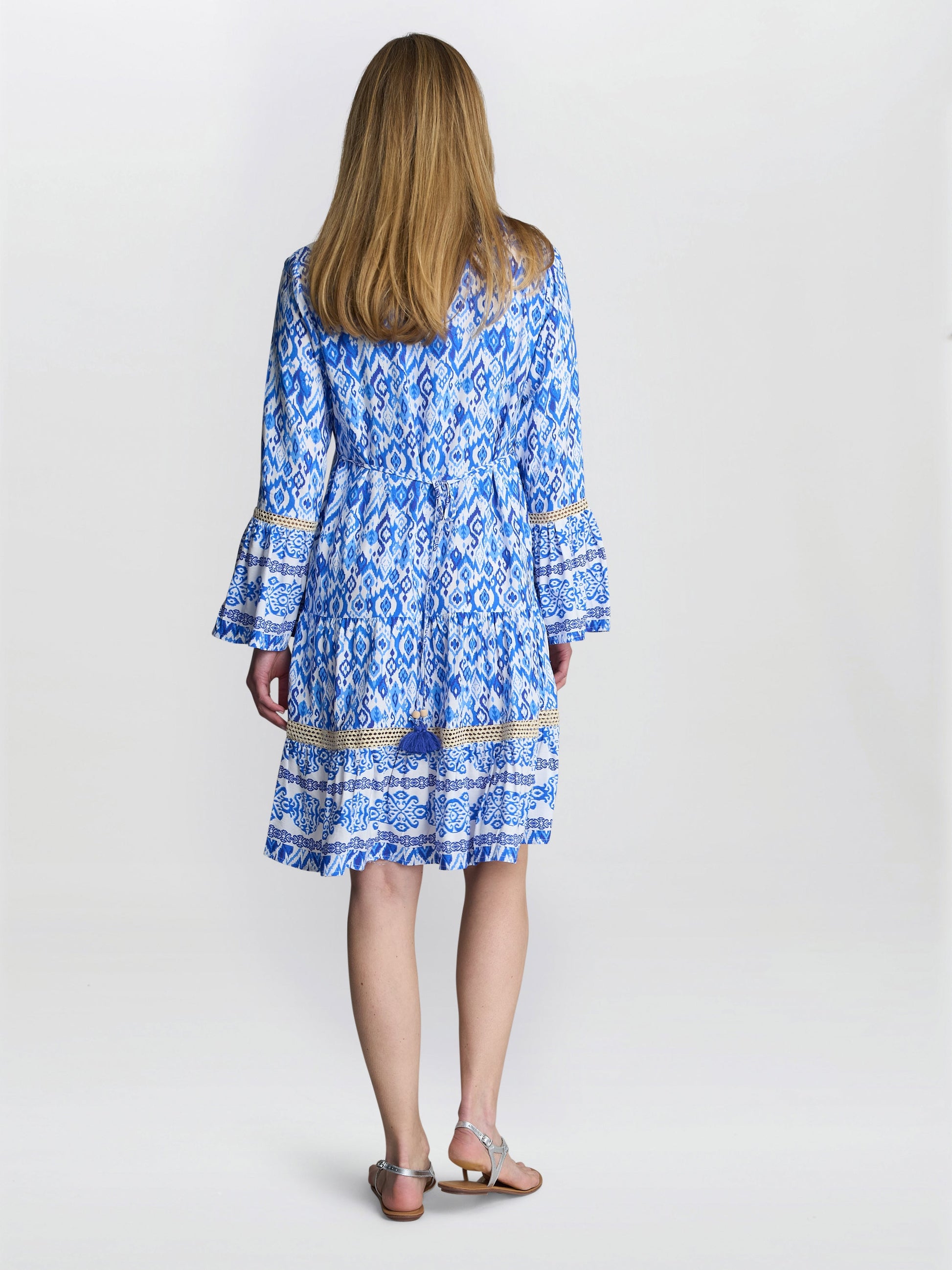  Eva Marie Collarless Shirt Dress