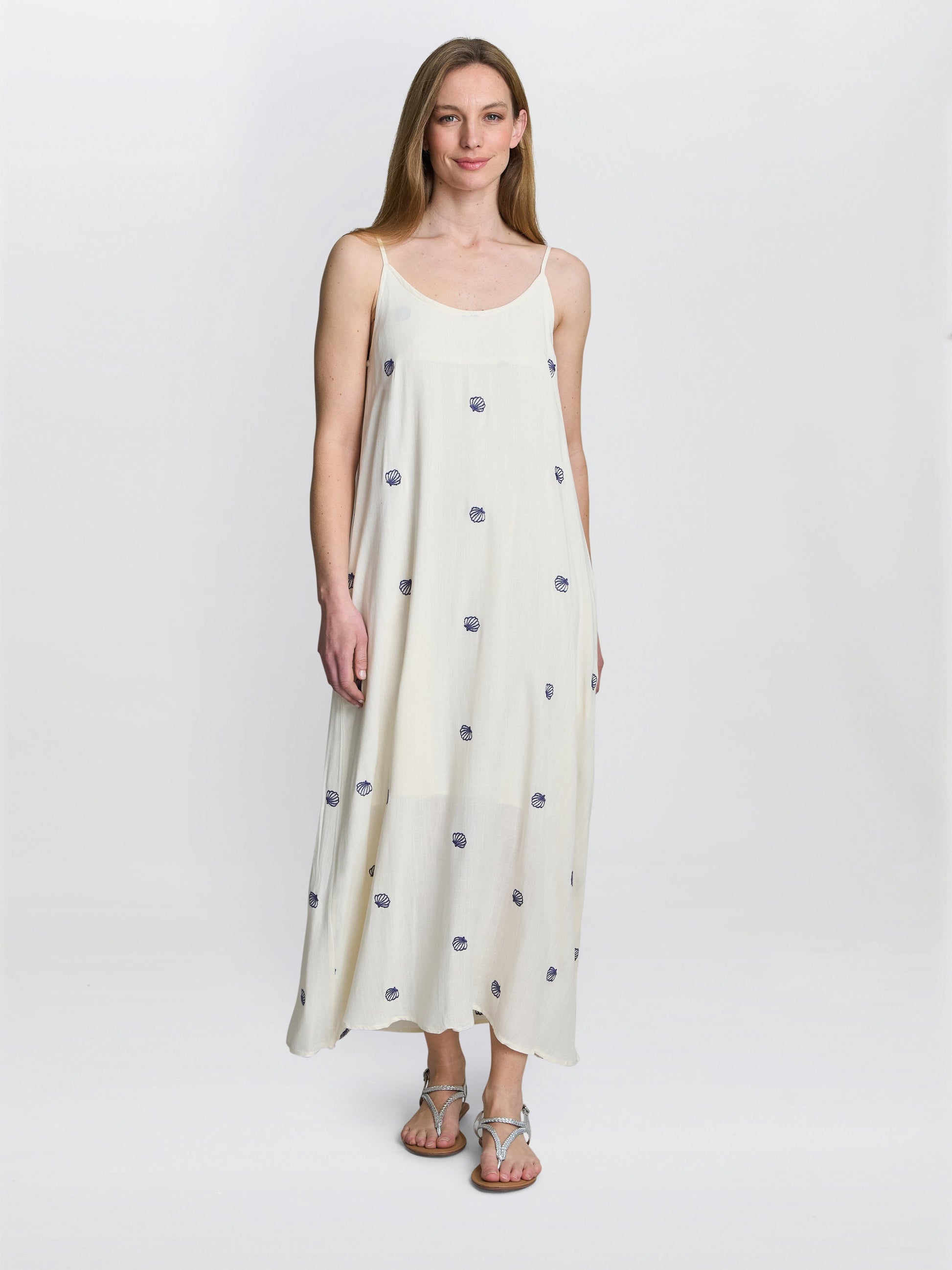  Buffy Embroidered Shell Print Dress