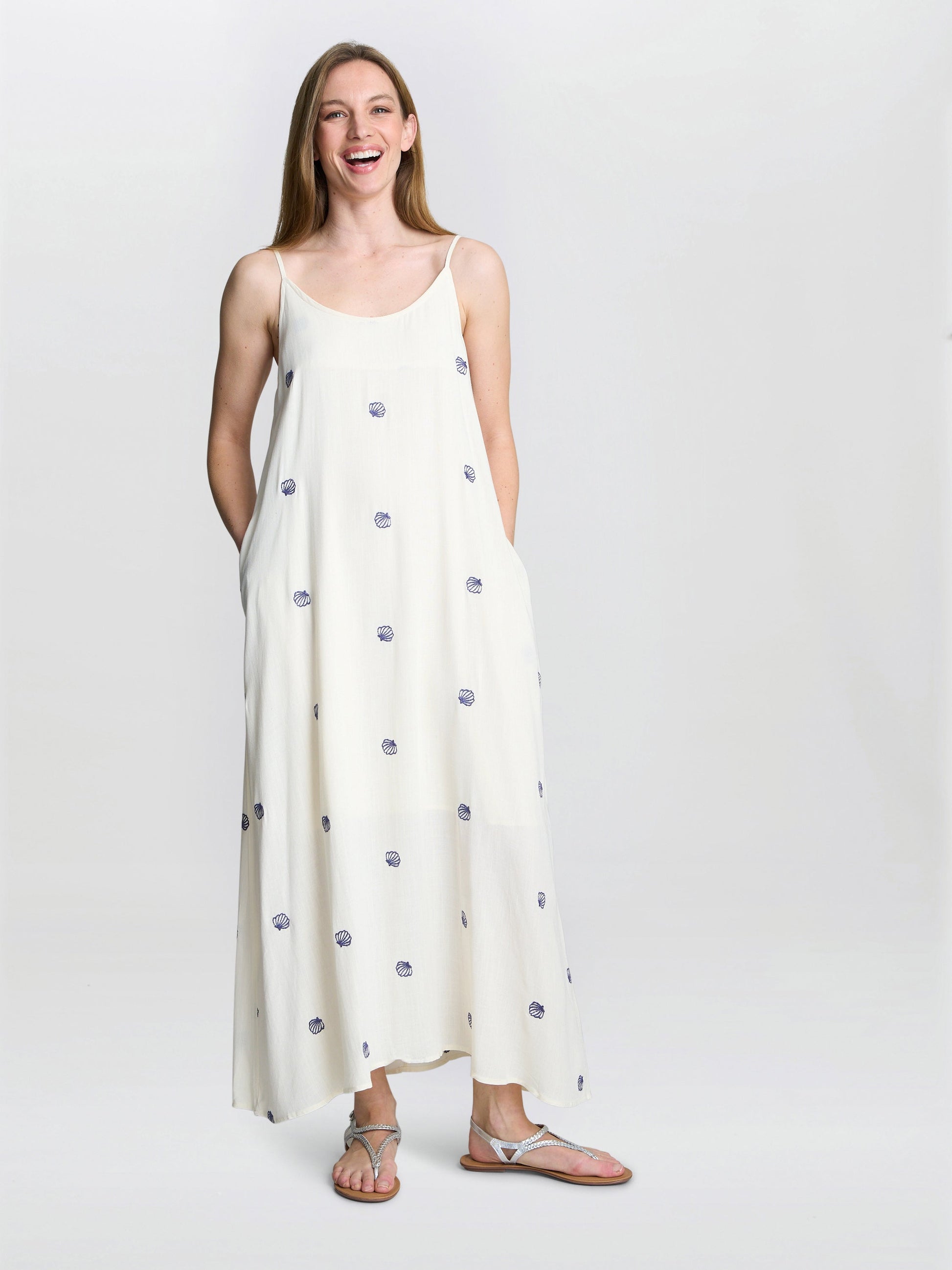  Buffy Embroidered Shell Print Dress