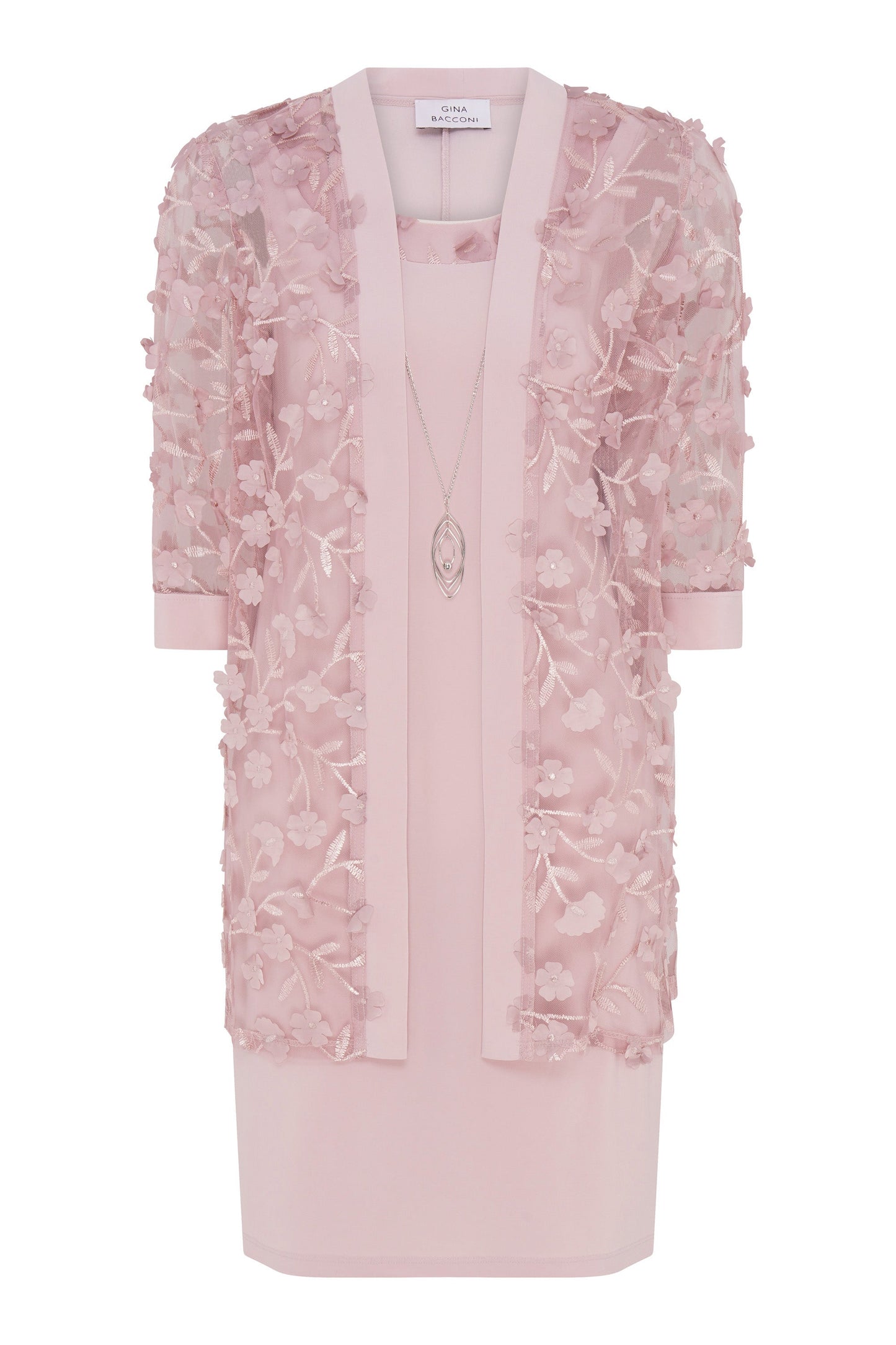  Destiny Floral Applique Dress Ad Jacket With Detachable Necklace