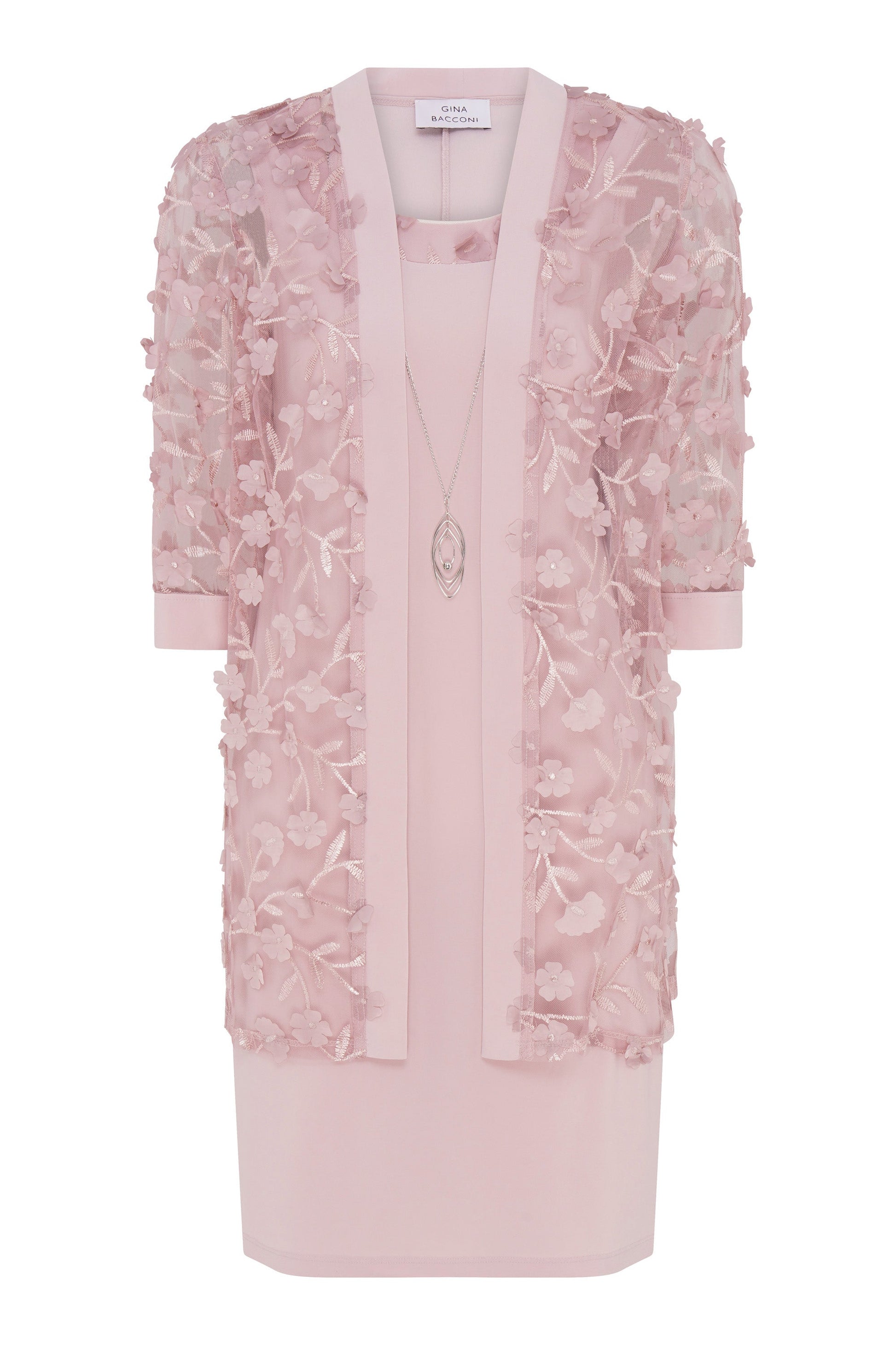  Destiny Floral Applique Dress Ad Jacket With Detachable Necklace