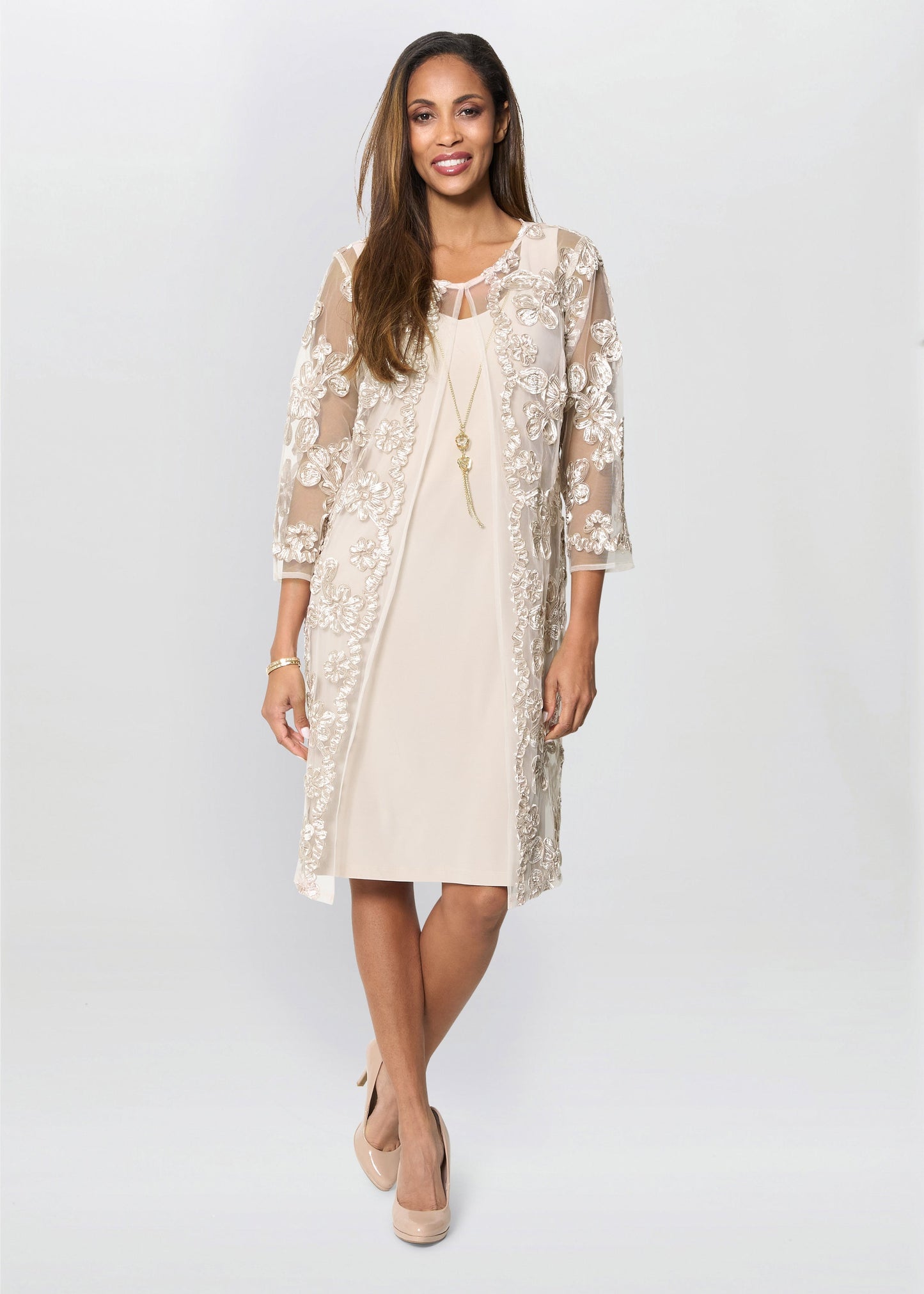  Dollie Floral Soutache Dress Ad Jacket With Detachable Necklace