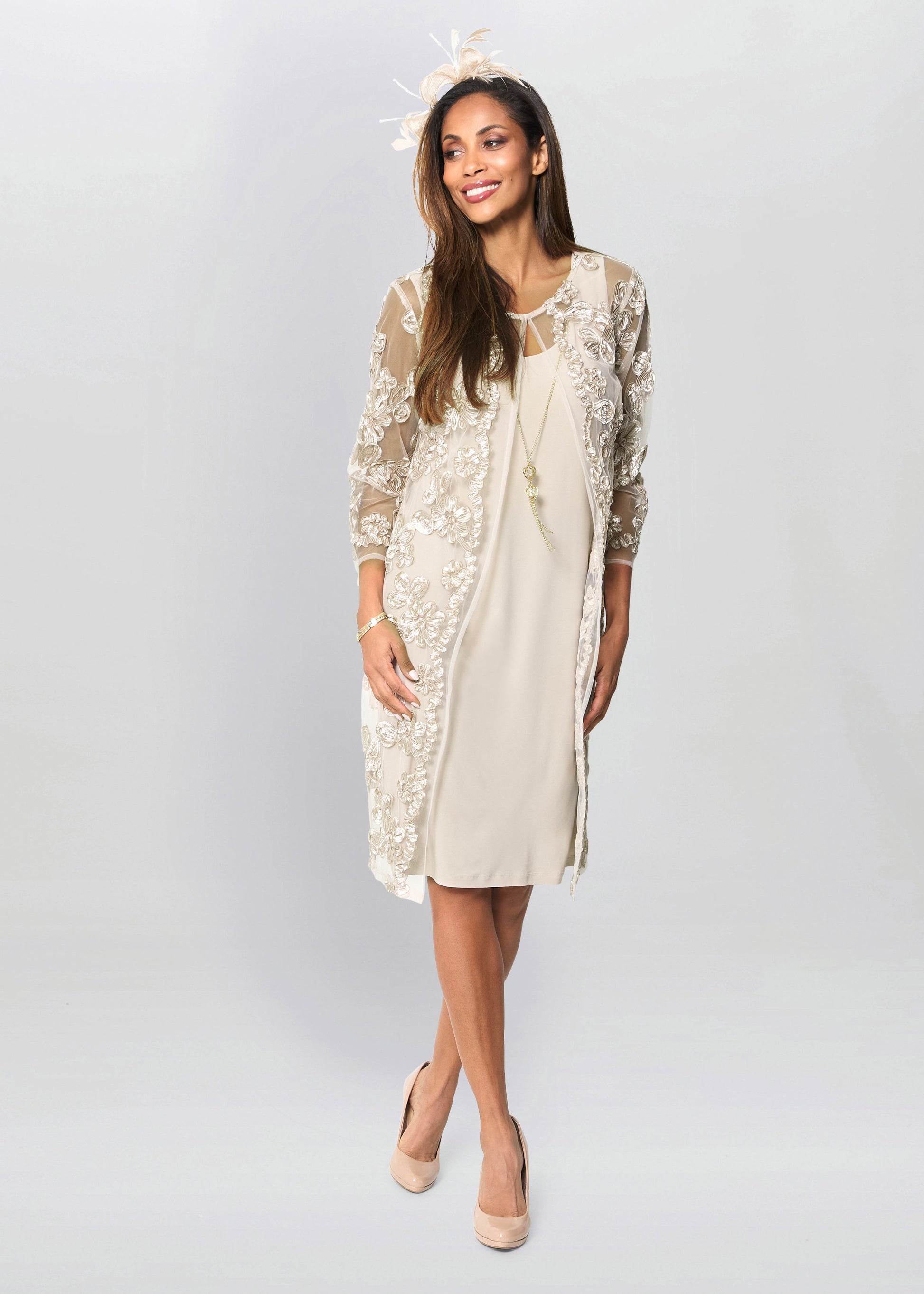  Dollie Floral Soutache Dress Ad Jacket With Detachable Necklace
