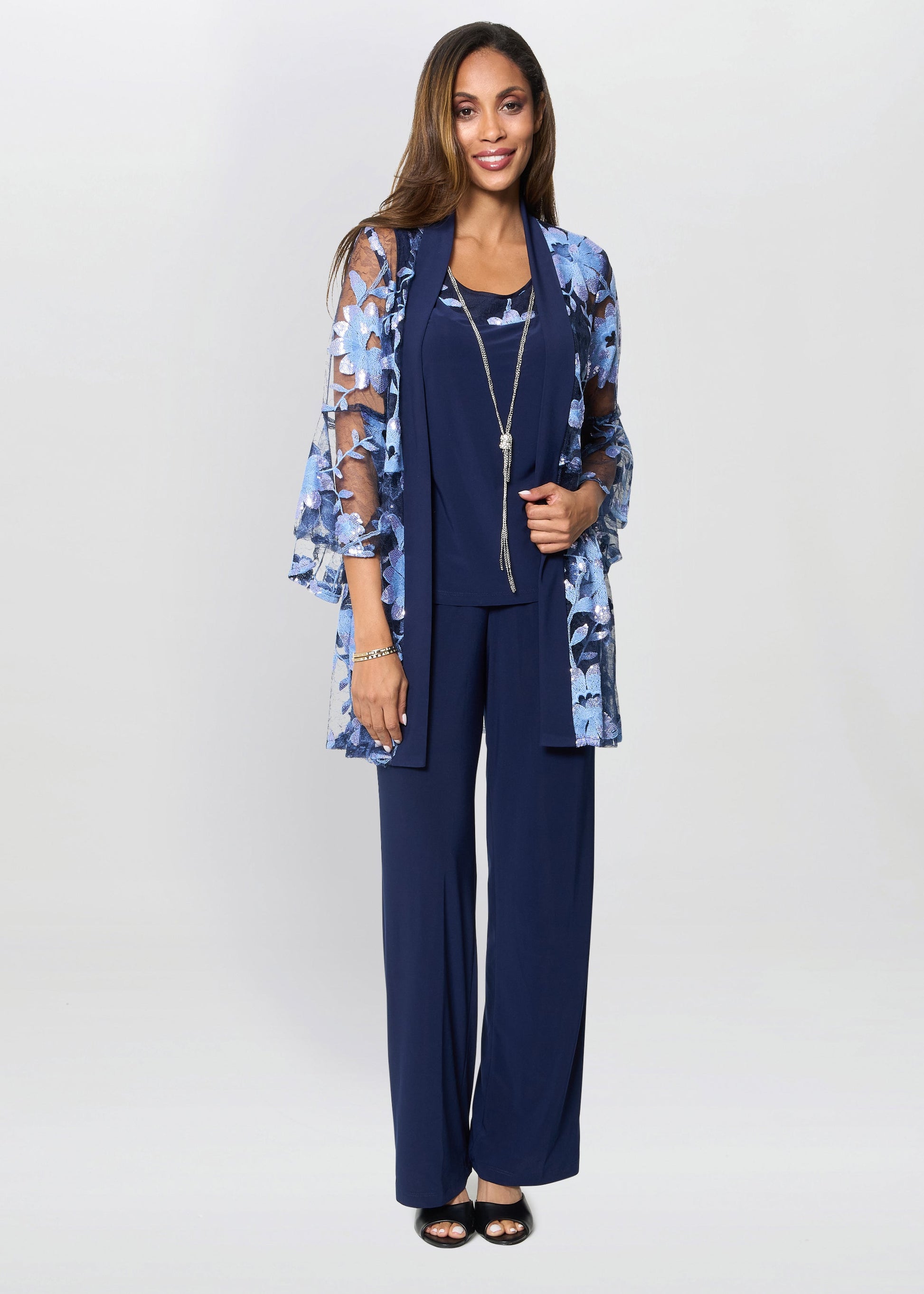  Dorris Three Piece Trouser Suit With Embroidered Jacket