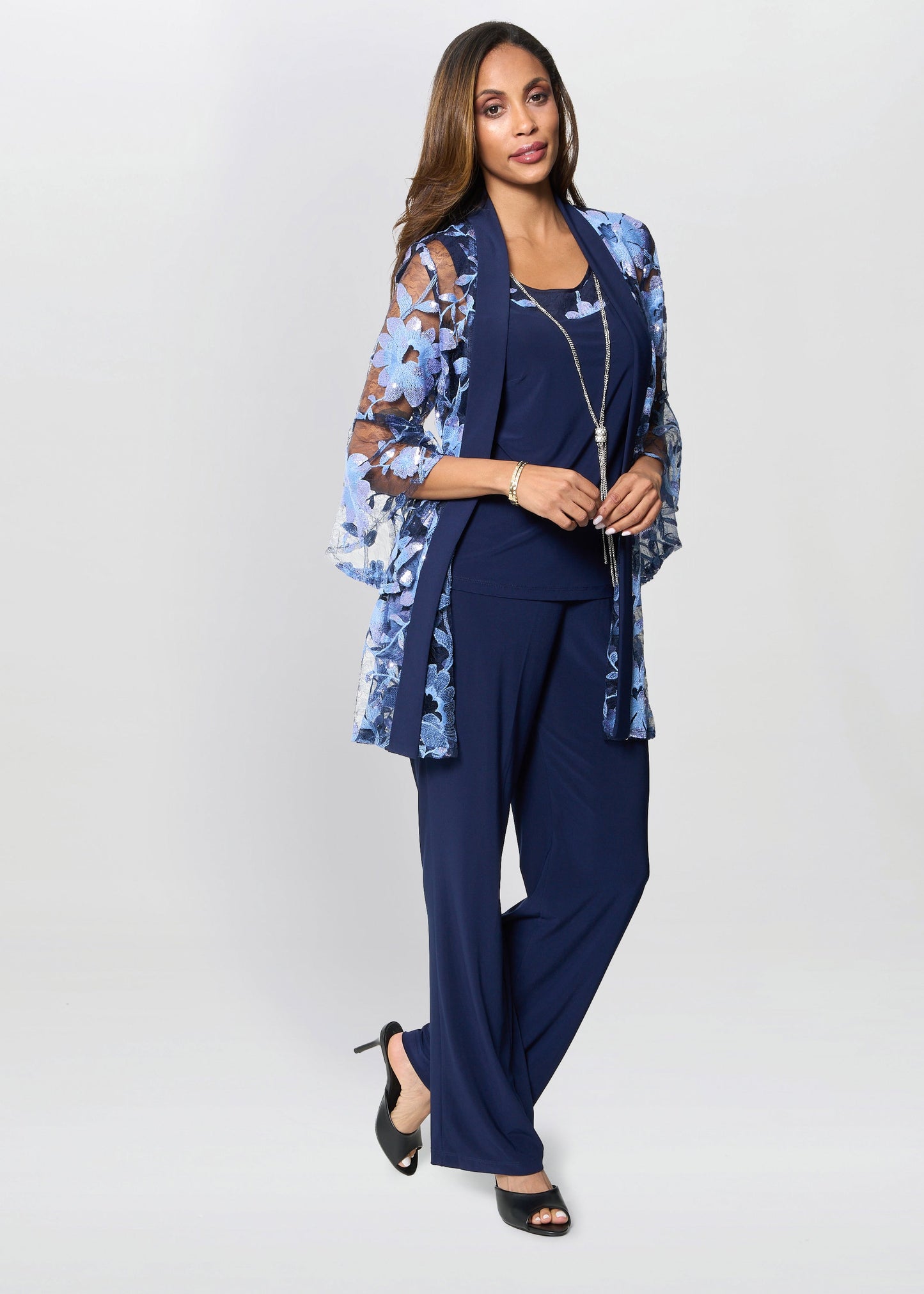  Dorris Three Piece Trouser Suit With Embroidered Jacket