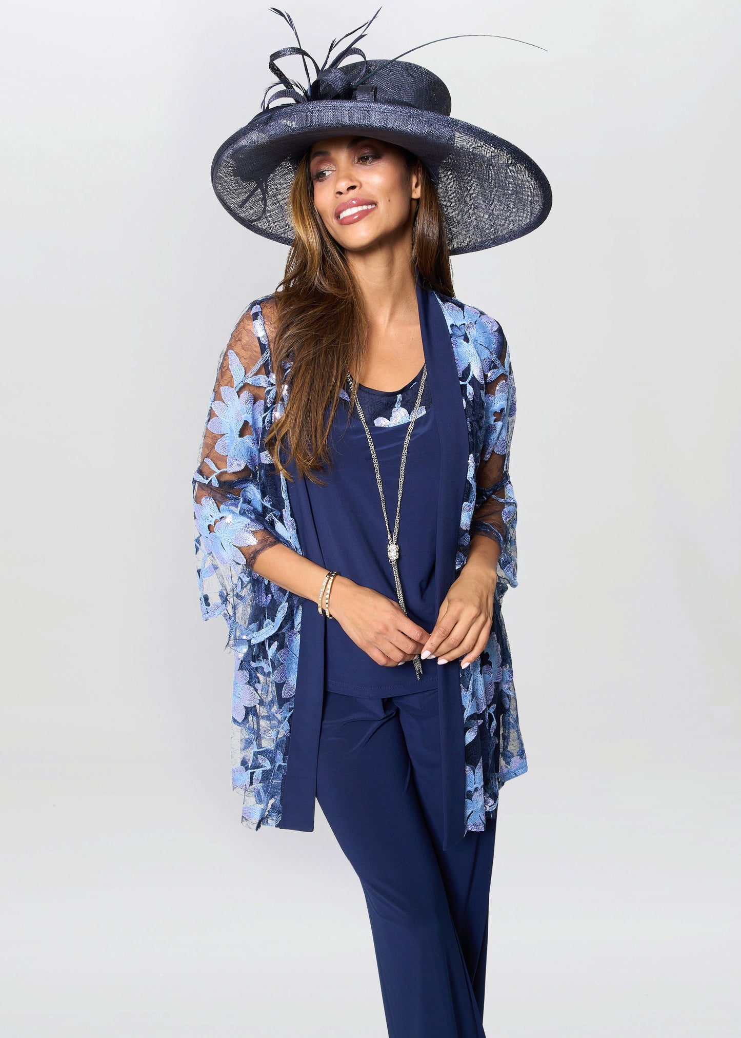  Dorris Three Piece Trouser Suit With Embroidered Jacket