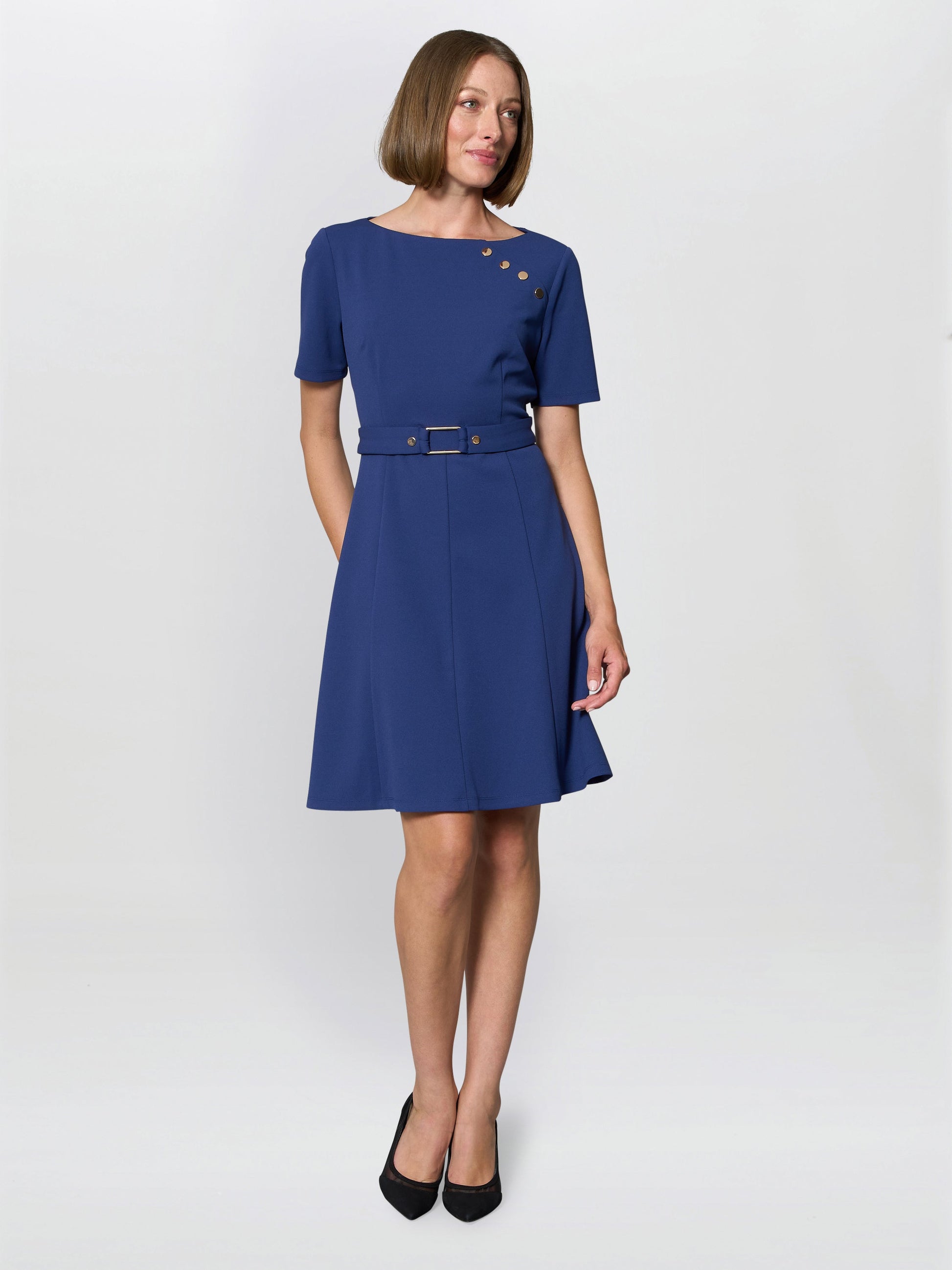  Elise Belted Shift Dress