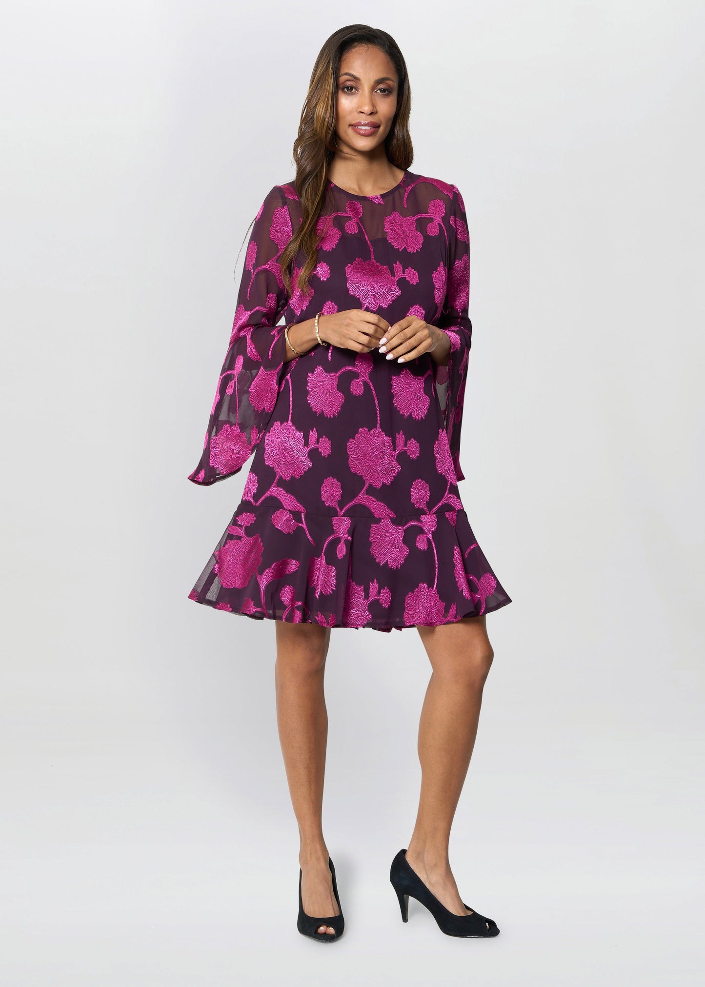  Isabella Embroidered Fit And Flare Dress