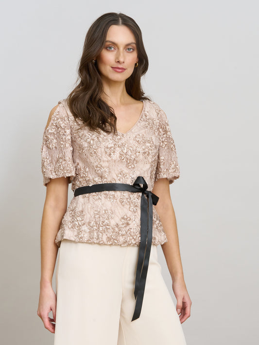  Kitty V Neck Lace Blouse