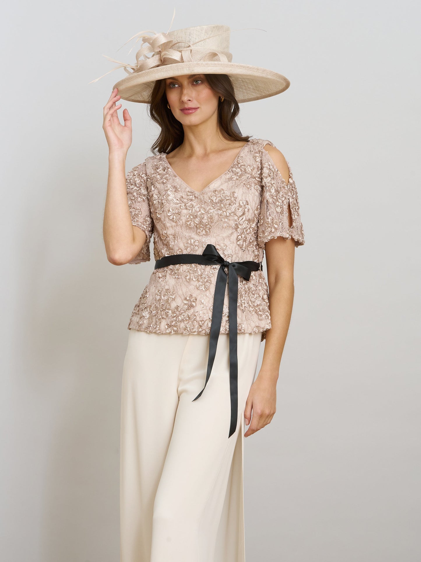  Kitty V Neck Lace Blouse