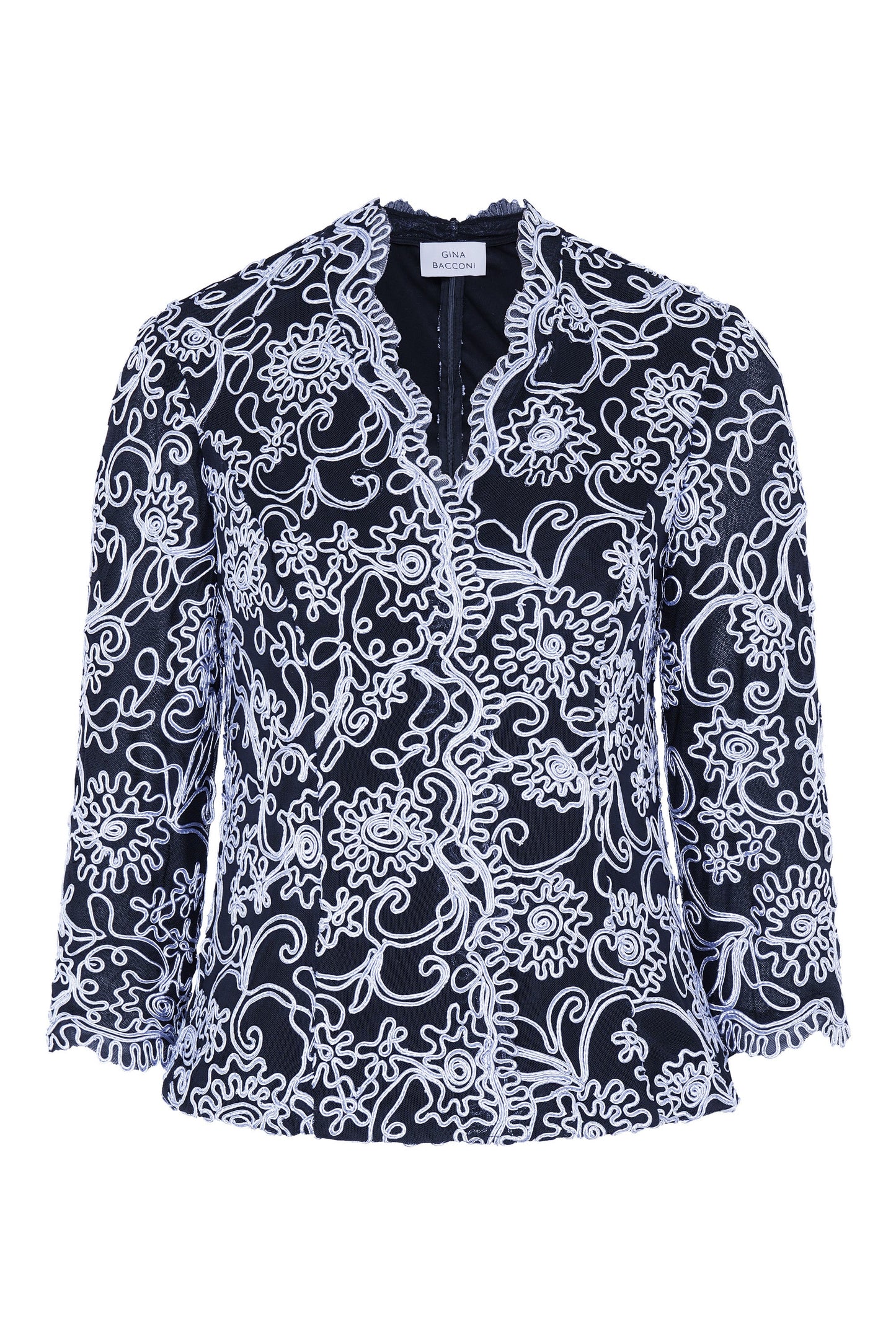  Lanette Embroidered Blouse With Scallops
