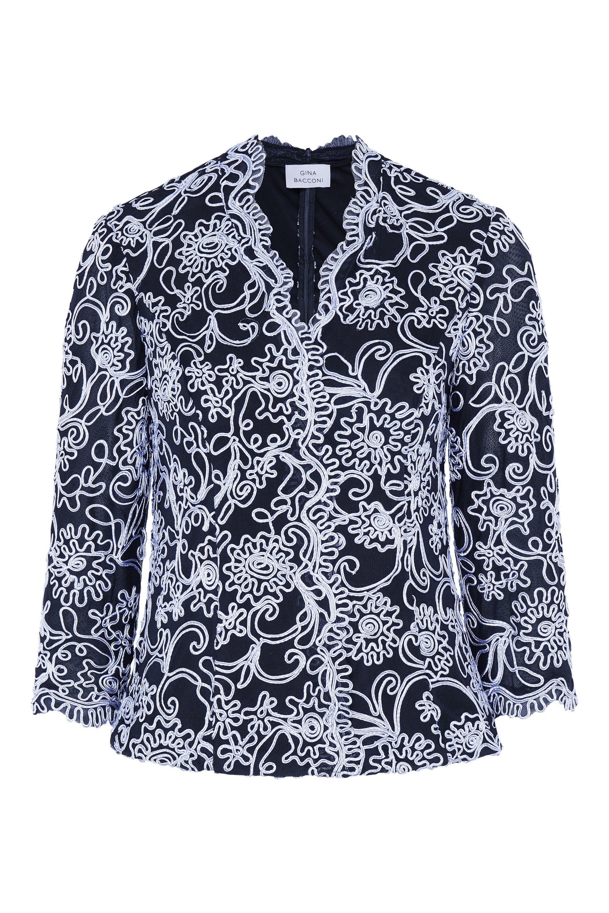  Lanette Embroidered Blouse With Scallops