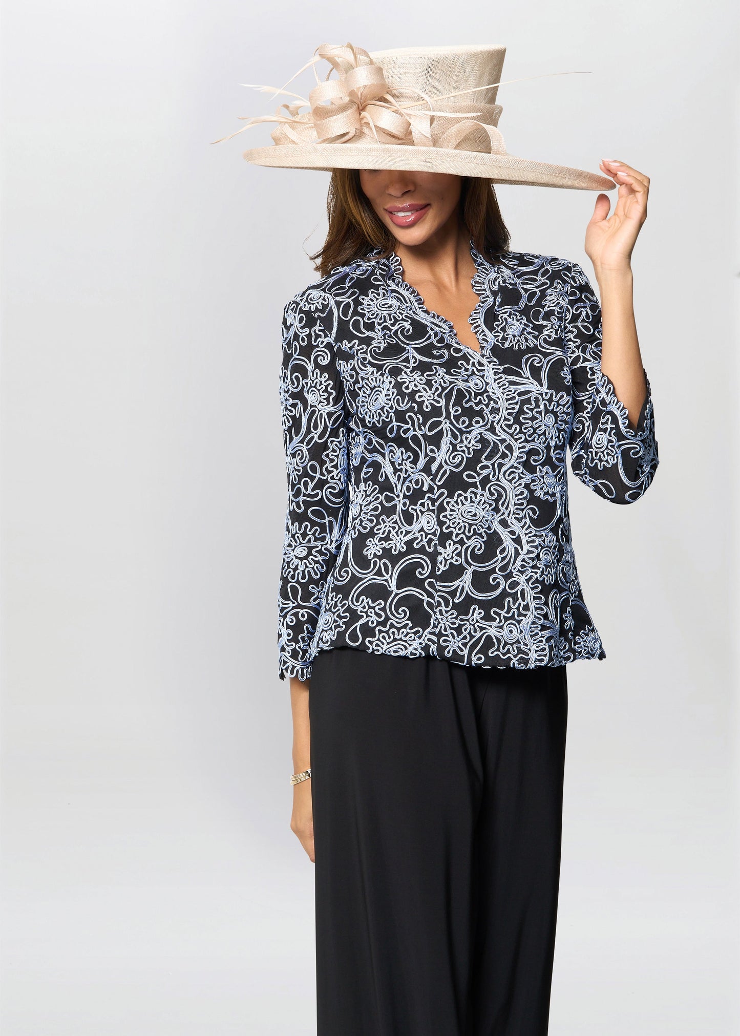  Lanette Embroidered Blouse With Scallops