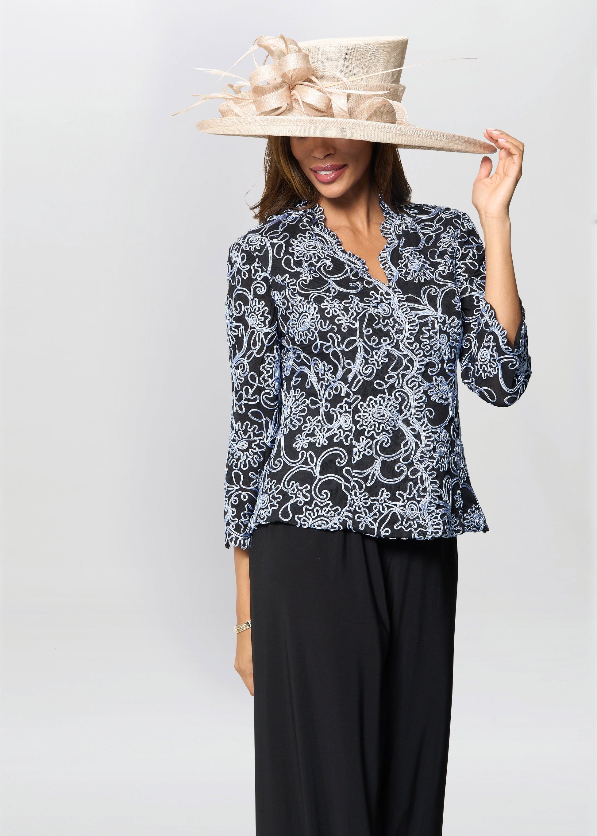  Lanette Embroidered Blouse With Scallops