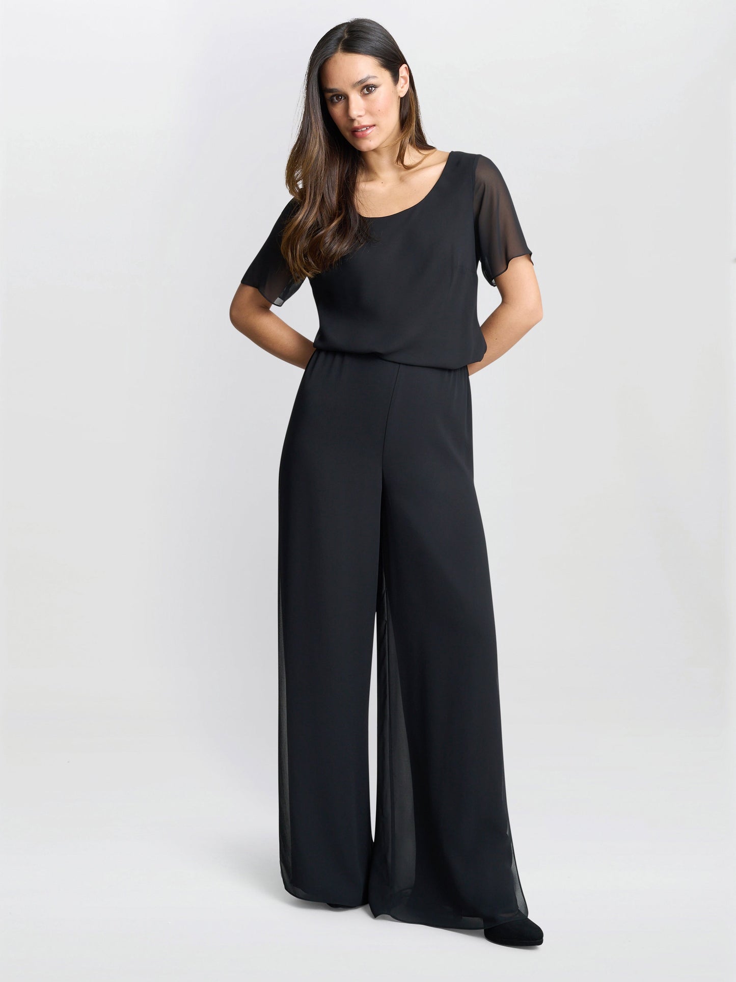  Chiffon Layered Trouser With Slits