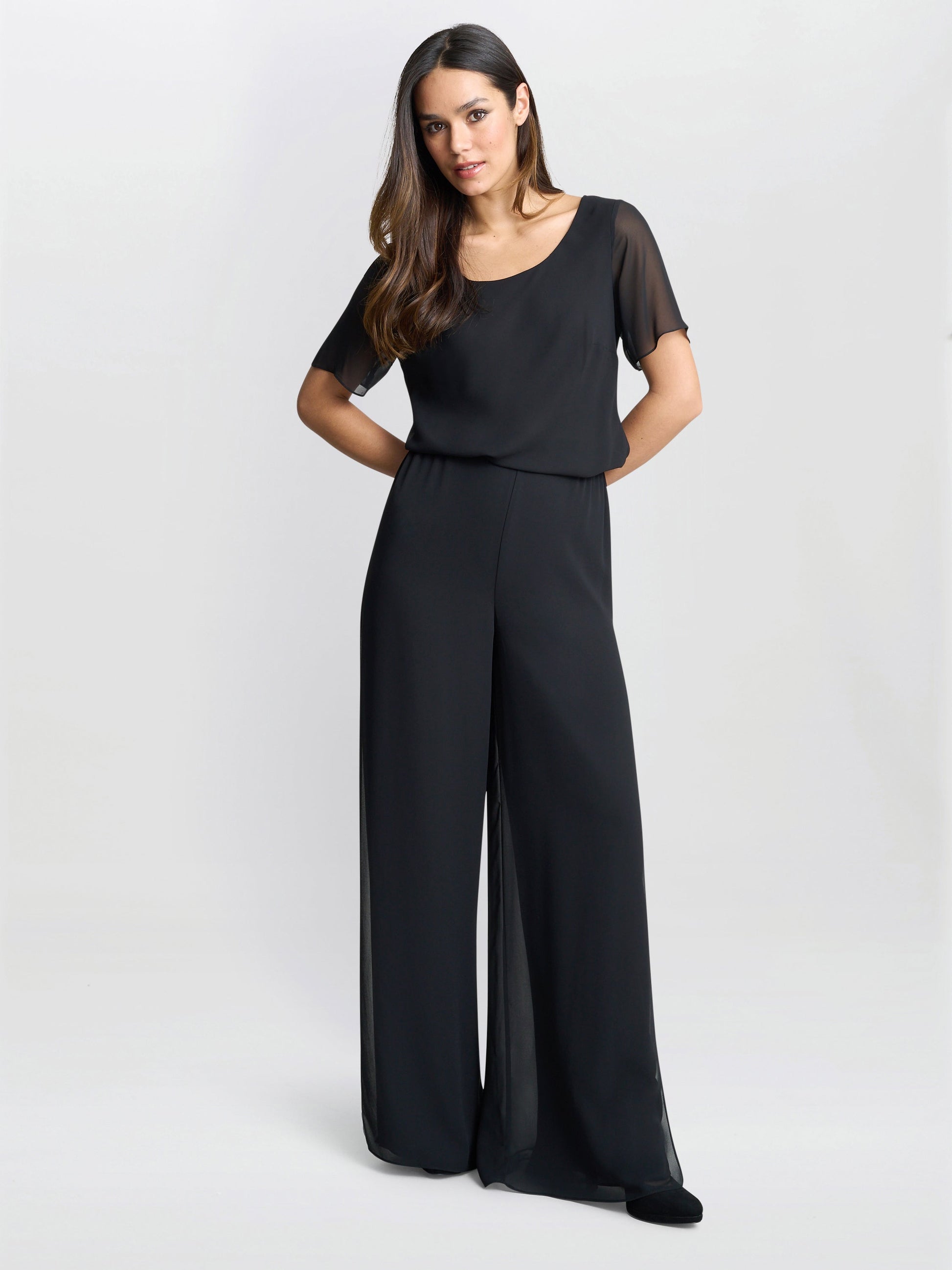  Chiffon Layered Trouser With Slits