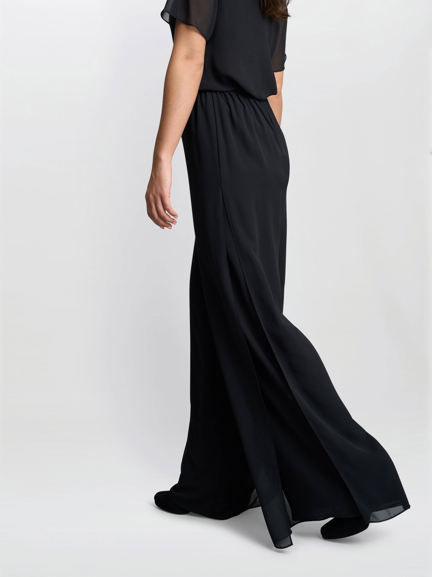  Chiffon Layered Trouser With Slits