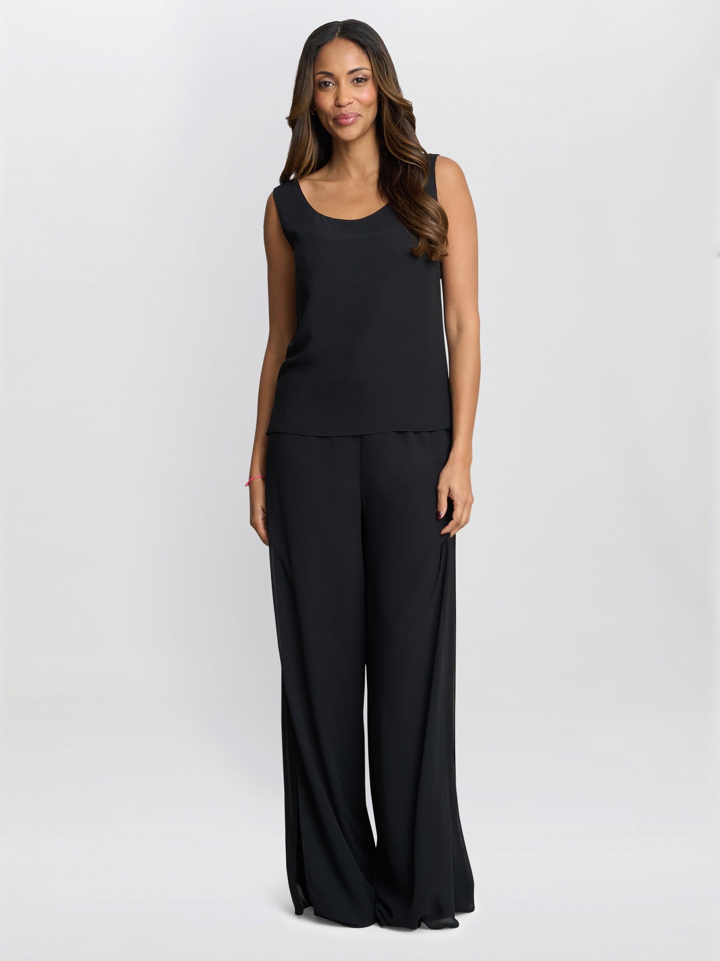  Black Double Layer Chiffon Cami
