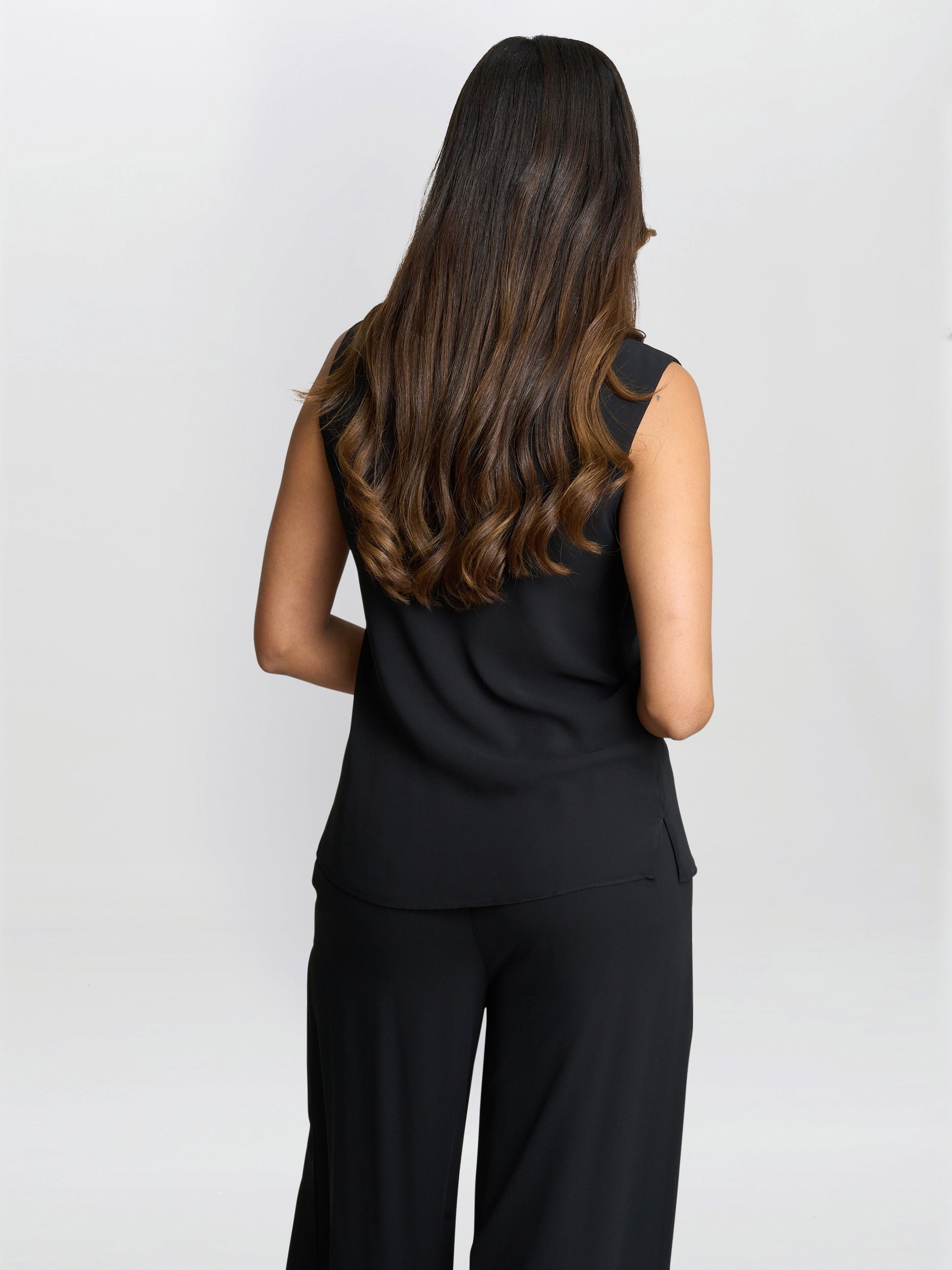  Black Double Layer Chiffon Cami