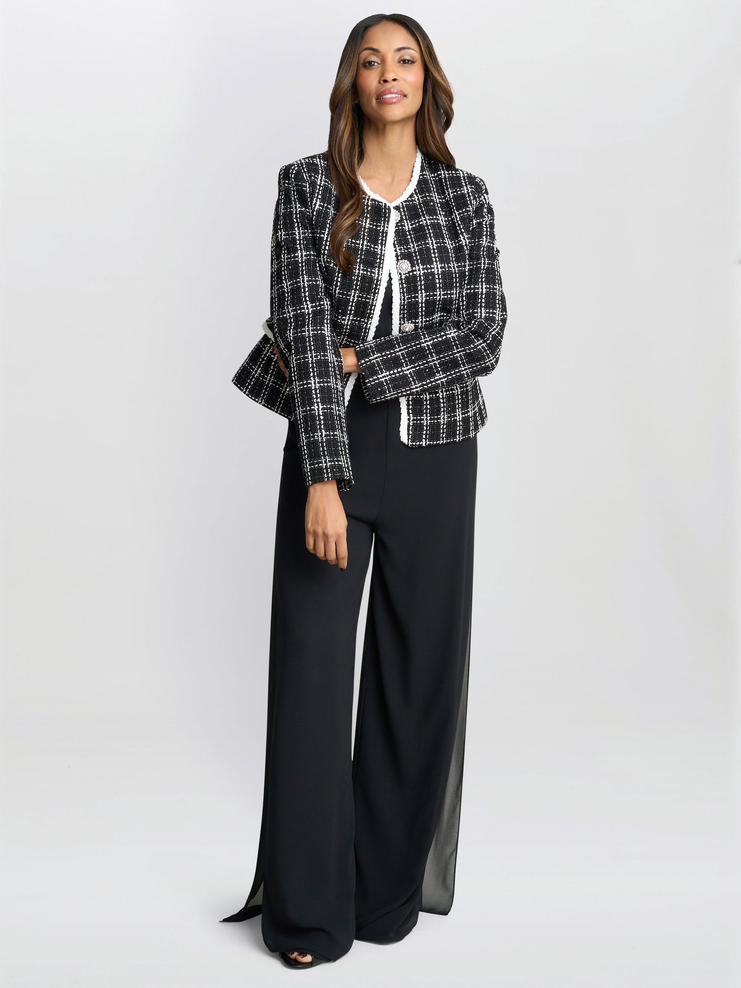  Chiffon Layered Trouser With Slits