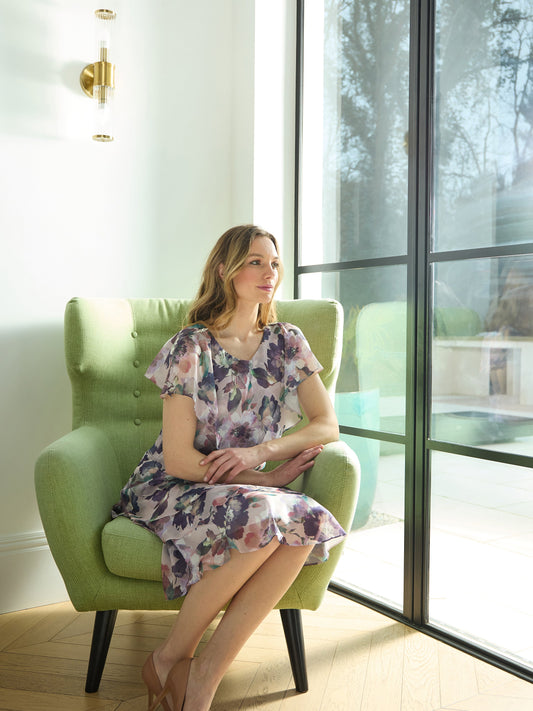  Livvy Midi Length Printed Tier Dress