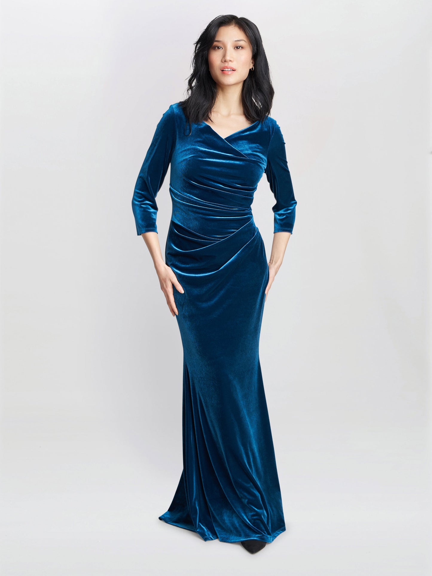  Sophie Velvet Maxi Dress With 3/4 Sleeve