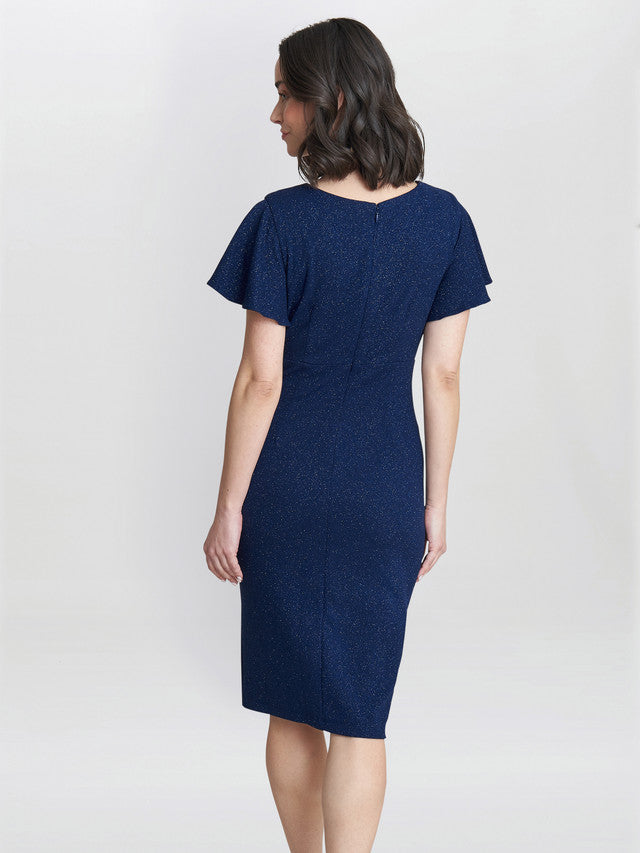  Glenda Metallic Midi Dress With Embellishment
