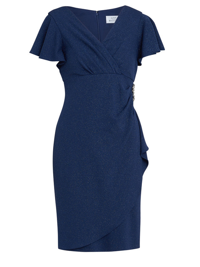  Glenda Metallic Midi Dress With Embellishment