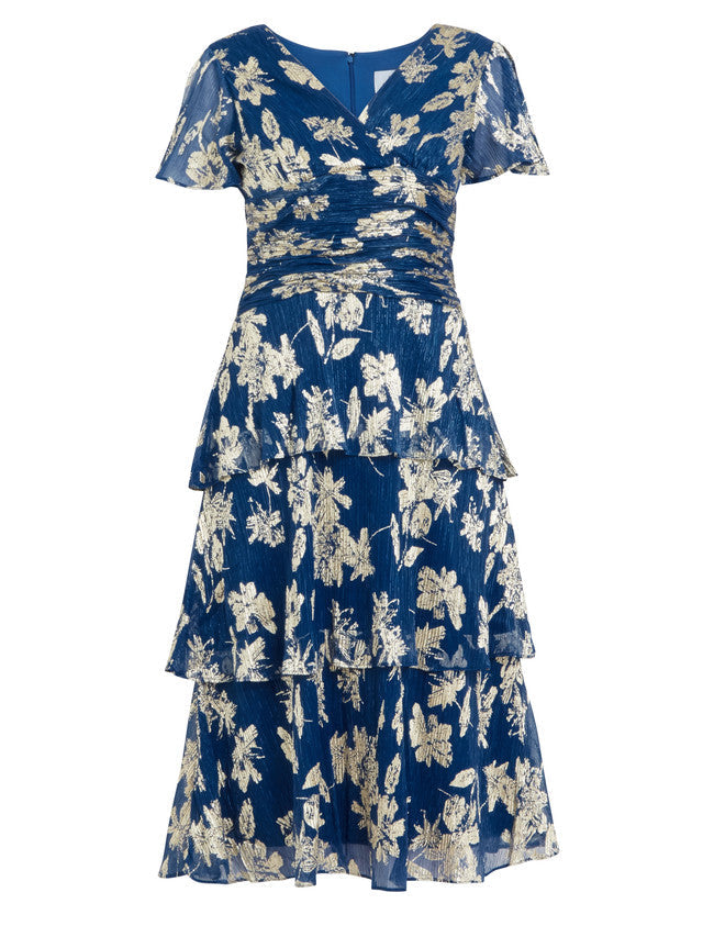  Simone Foil Printed Tiered Dress