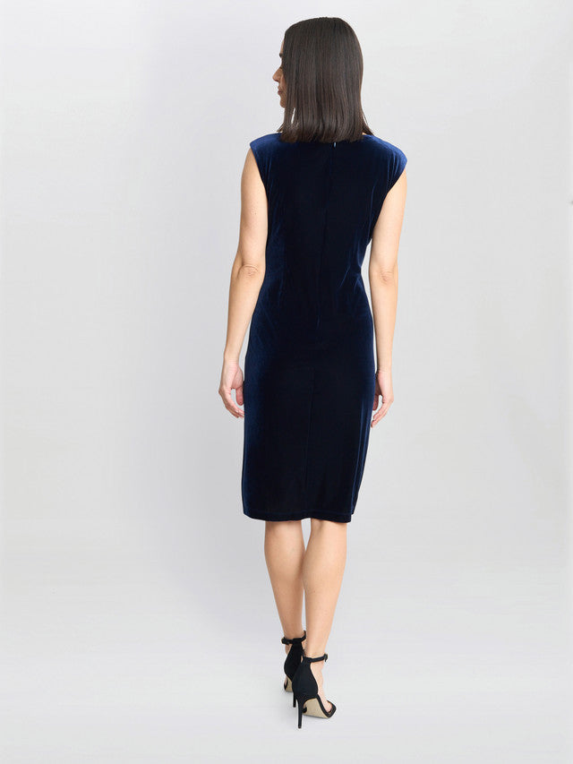  Justine Sleeveless Velvet Dress With Trim