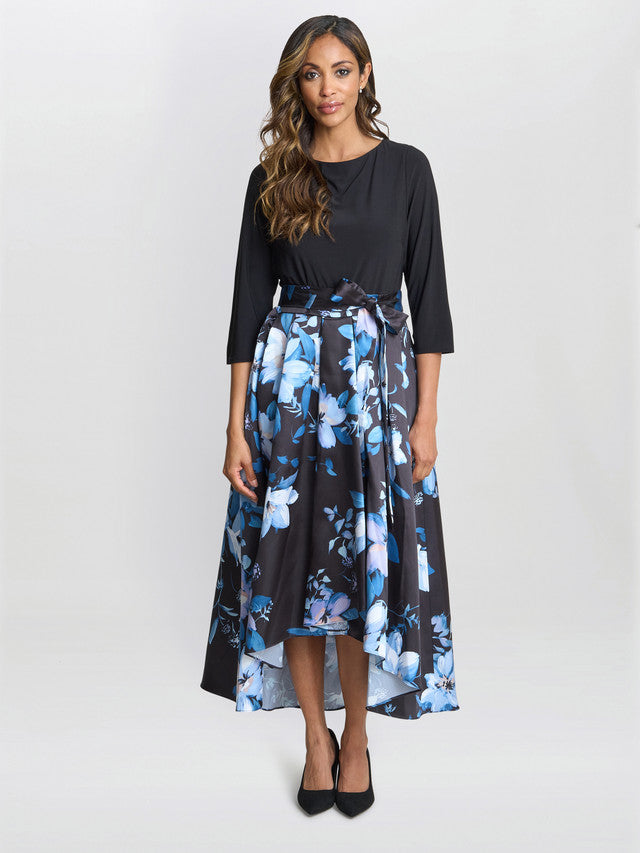  Louise Printed High/Low Midi Dress