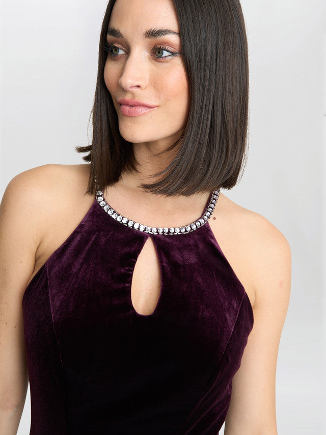  Deedee Velvet Halter Keyhole Maxi Dress