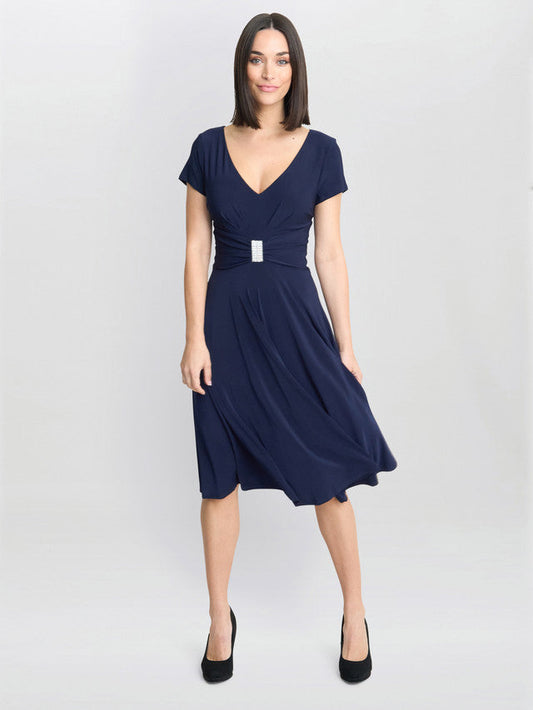  Elsa Jersey Cocktail Dress With Waist Embellishment