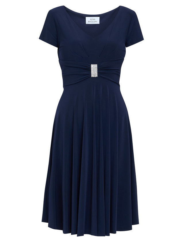  Elsa Jersey Cocktail Dress With Waist Embellishment