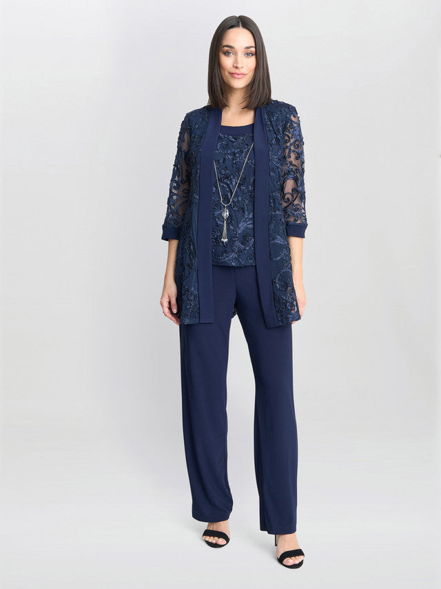  Joelle Embroidered Two Piece Trouser Suit With Detachable Necklace