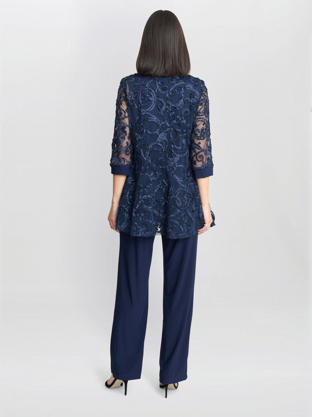  Joelle Embroidered Two Piece Trouser Suit With Detachable Necklace