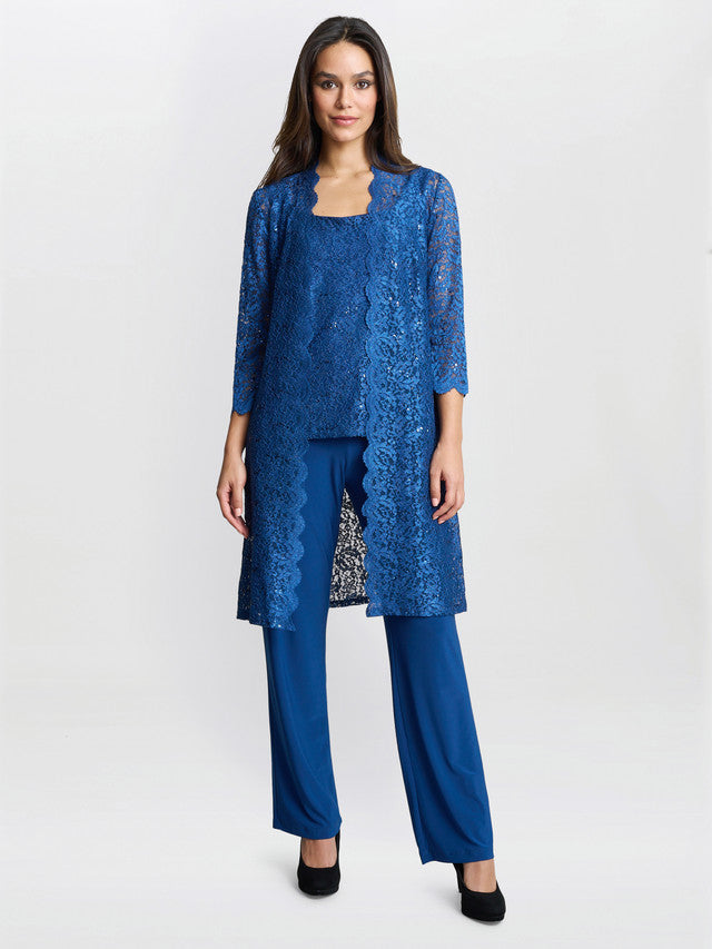  Brea Three Piece Metallic Lace Trouser Suit