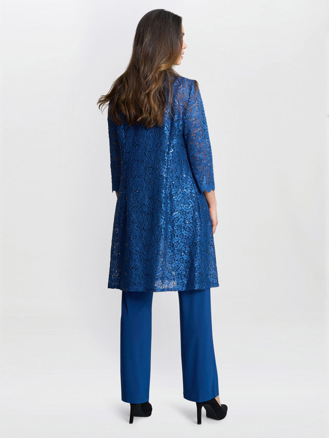  Brea Three Piece Metallic Lace Trouser Suit