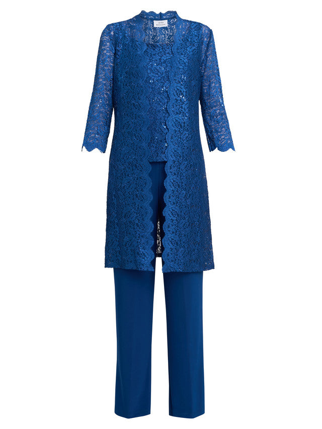  Brea Three Piece Metallic Lace Trouser Suit