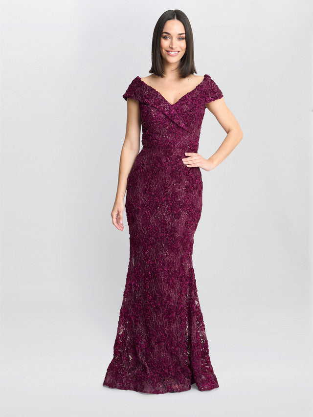  Brigette Off The Shoulder Lace Maxi Dress