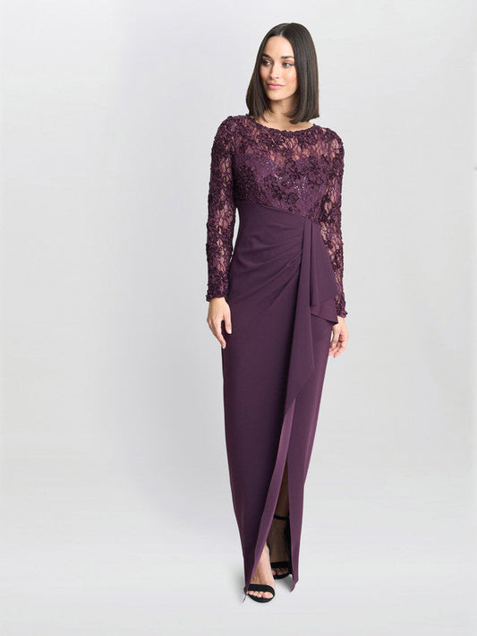  Keeley Lace Bodice & Sleeve Maxi Dress