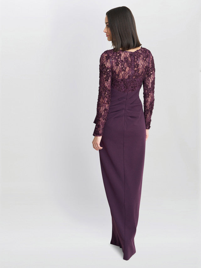  Keeley Lace Bodice & Sleeve Maxi Dress