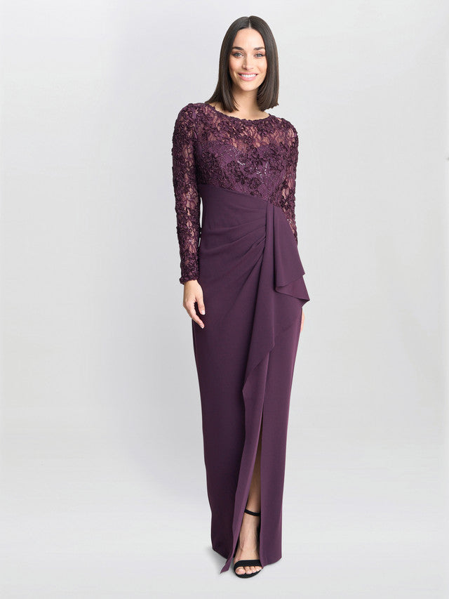  Keeley Lace Bodice & Sleeve Maxi Dress